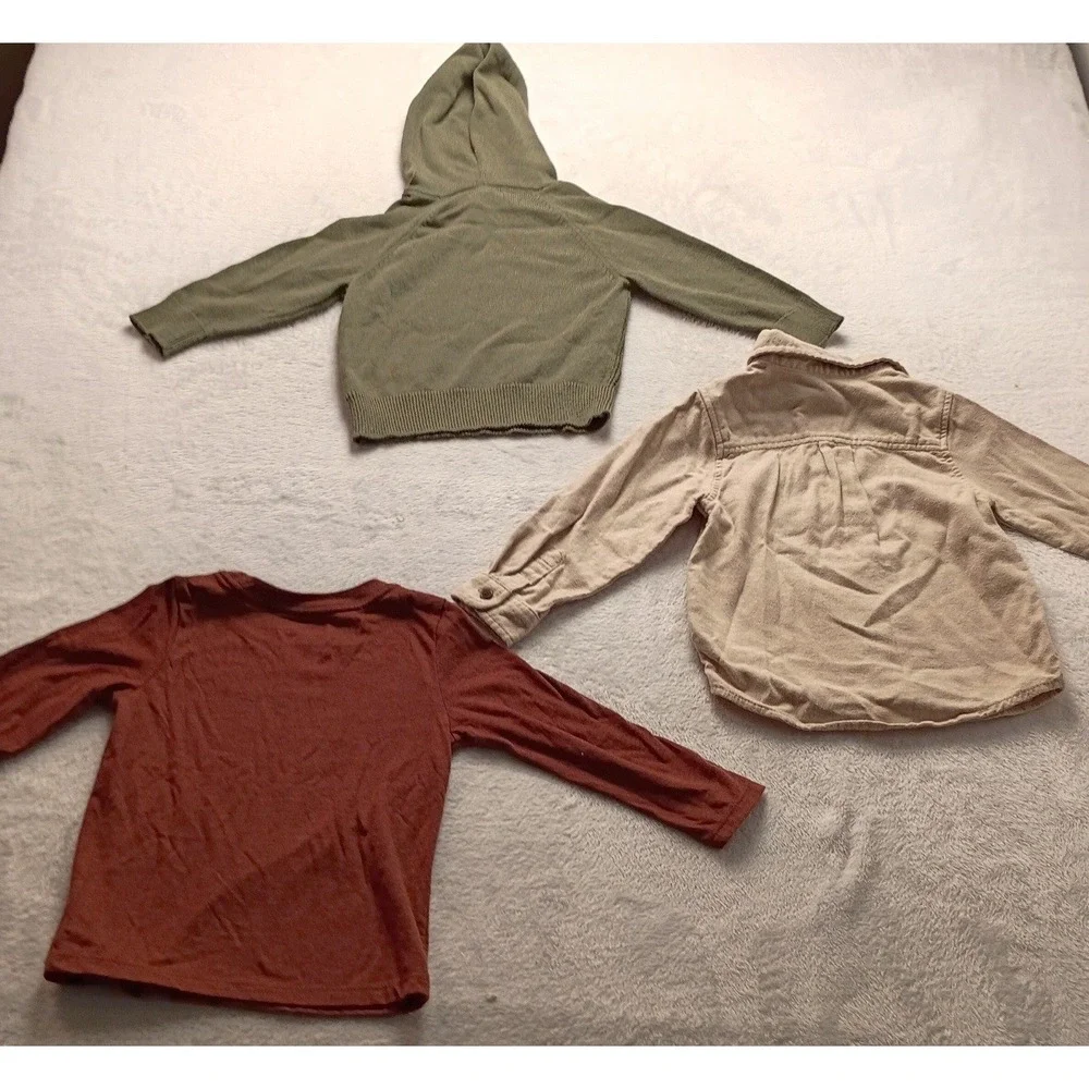 Cat & Jack Toddler Boys Bundle 2T 3T Flannel Shirt Hoodie Long Sleeve Tee Lot